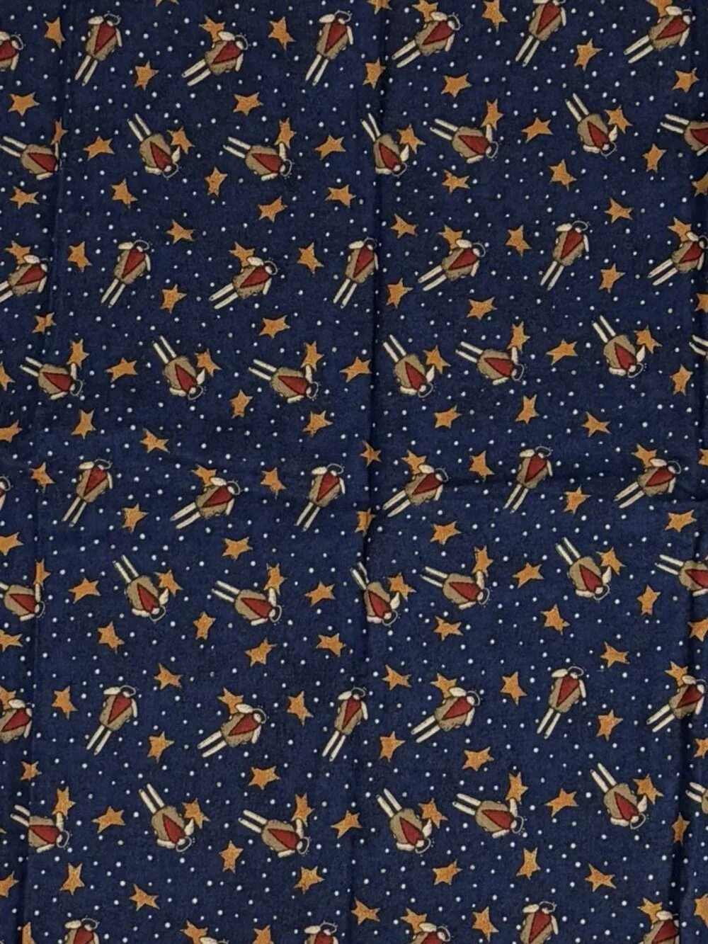 Vintage Button Designs Cheri Christmas Angels Navy Blue Fabric Remnant 18x20.5”